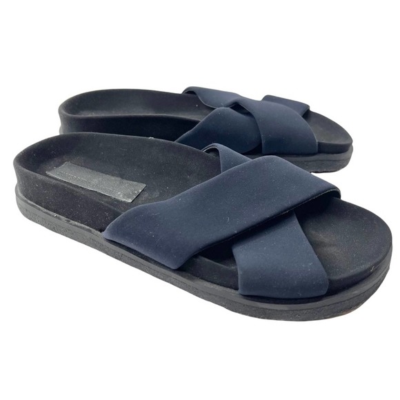 James Perse Shoes - James Perse slip on slides sandals navy black chunky chonky